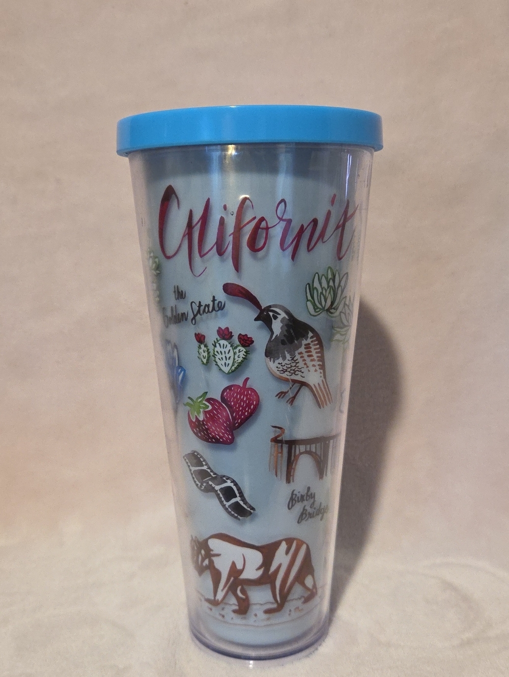 Starbucks California Graphic Tumbler with Bright Blue Lid